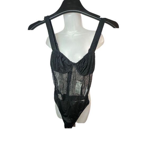 Danielle Bernstein Lace Bodysuit, 00, Black NWT - Picture 3 of 8